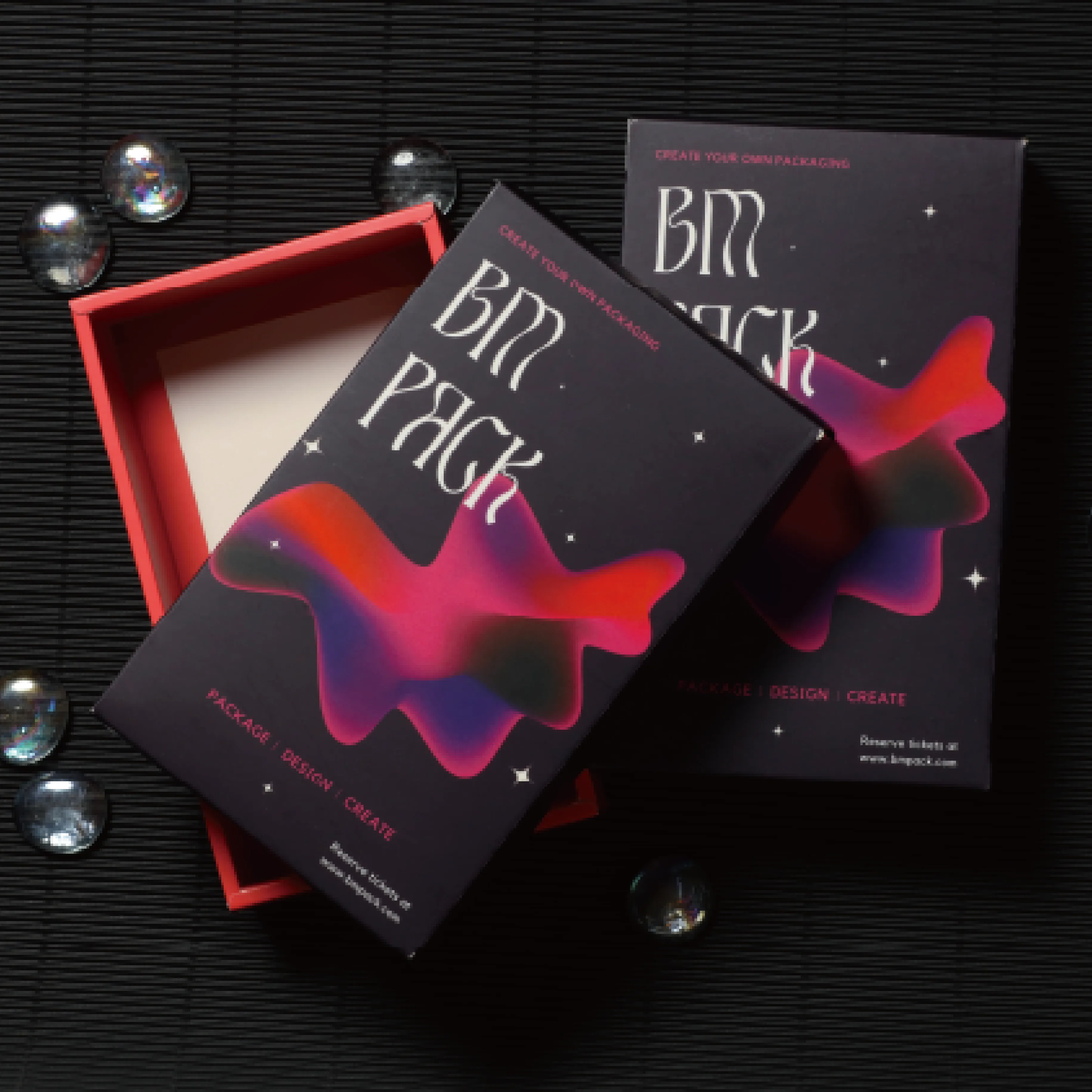 Lid base folding box dark black luxury stacked two boxes BM Pack - BM Pack HK